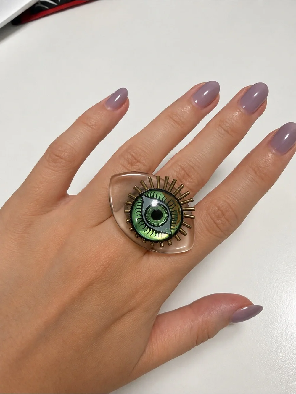 Green and Gold Eye Statement Ring - Women Jewelry